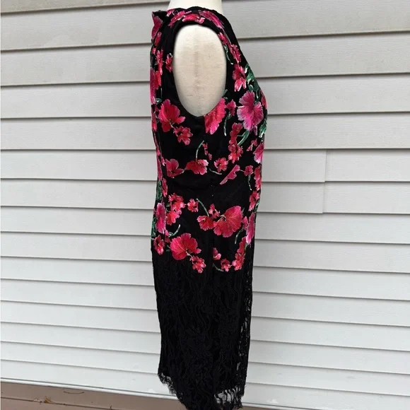 Tadashi Shoji floral Embroidered Sheath cocktail Dress - Picture 5 of 8